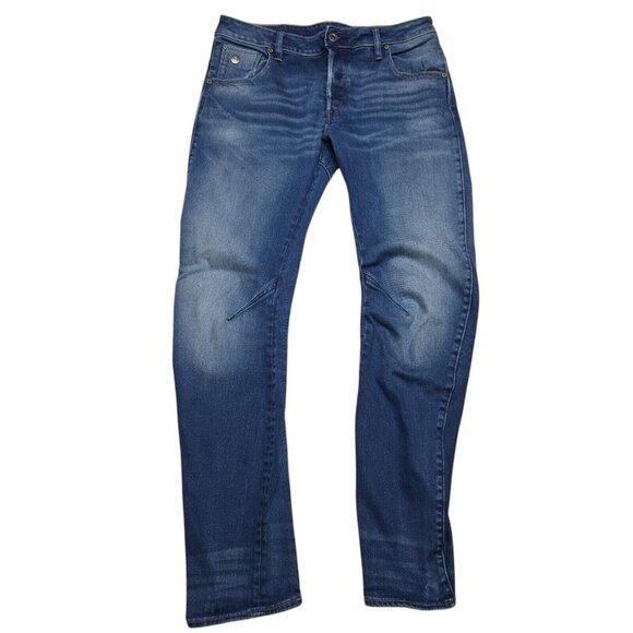 G Star Arc Jeans Mens 31 x 30 Blue 3D Slim Raw Button Fly Dark Wash Stretch